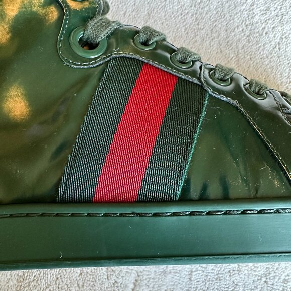Limited Edition GUCCI Signature WEB Burnish Leather SNEAKERS Size 7.5 G | 8.5 US - Picture 8 of 16